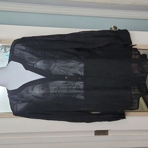 Sheer Black Button-Up Blouse